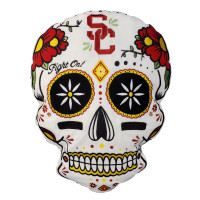 USC Trojans White SC Interlock Sugar Skull Pillow